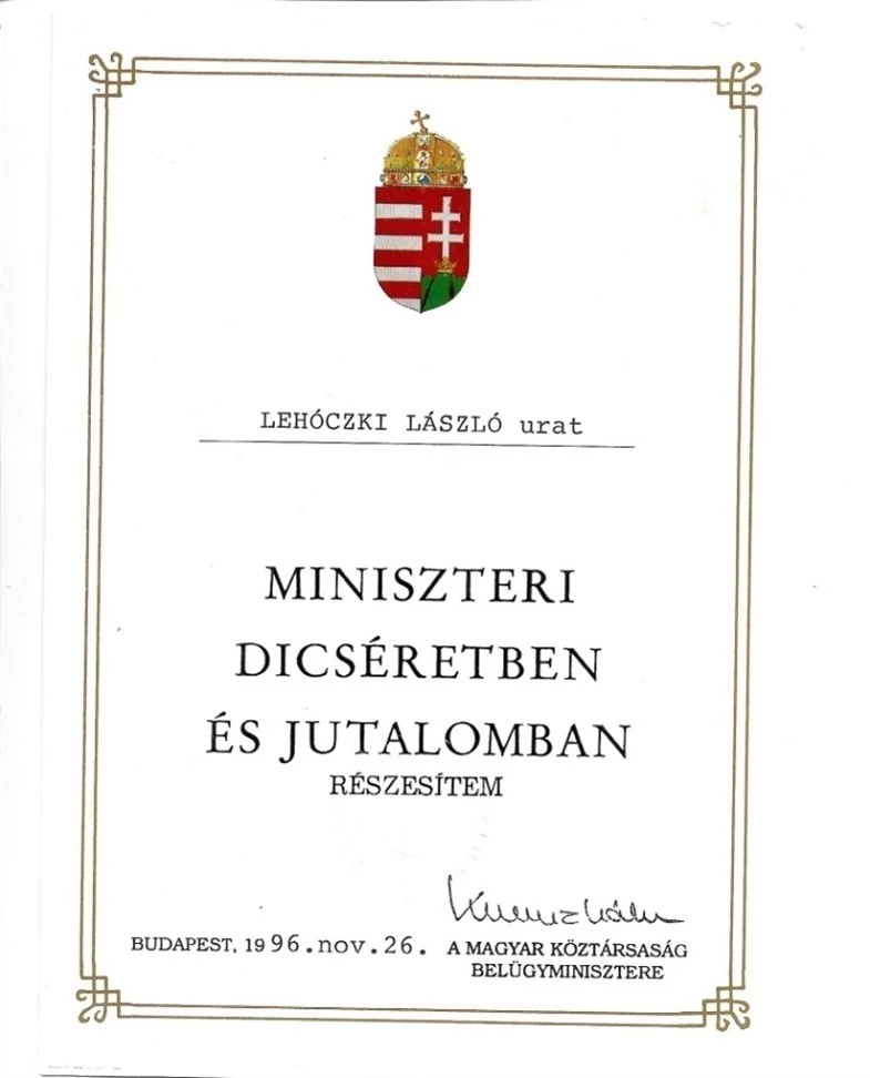 1996 Miniszteri Dicséret